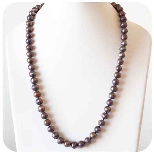 peacock purple fresh water pearl necklace YW0587 3